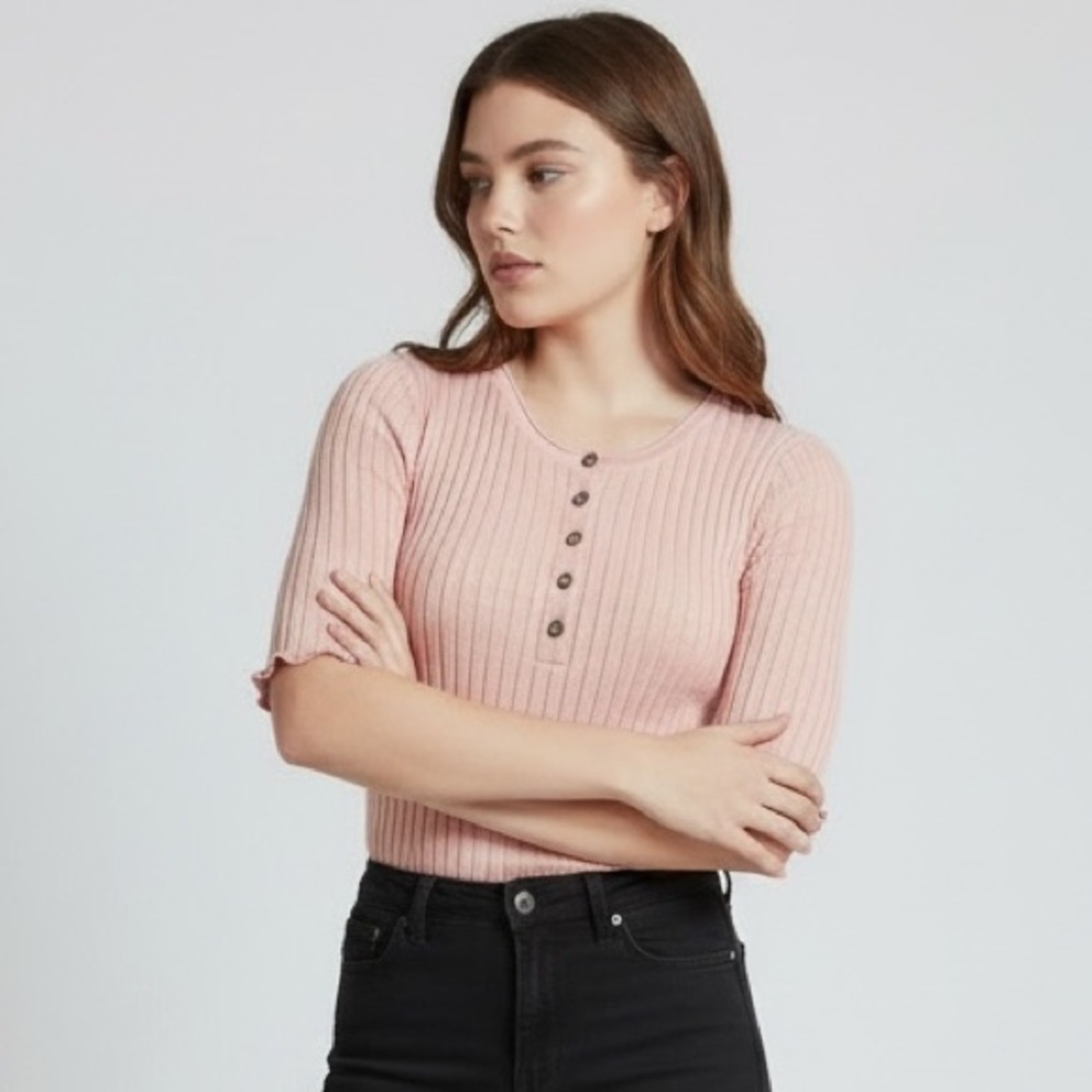 🌻Sundance Living Y2K Legend Henley top Size LP (Large Petite) - Picture 2 of 8
